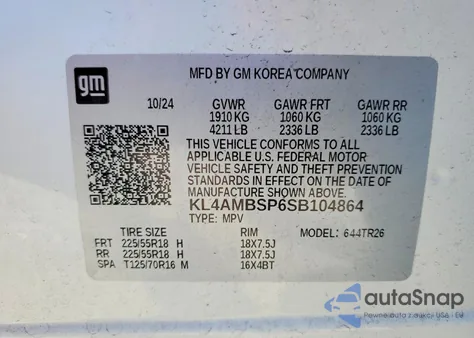 2025 Buick Encore Gx Preferred from USA, damaged, VIN KL4AMBSP6SB104864